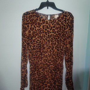 Cheetah Print Longsleeve Maxi Dress Size 8